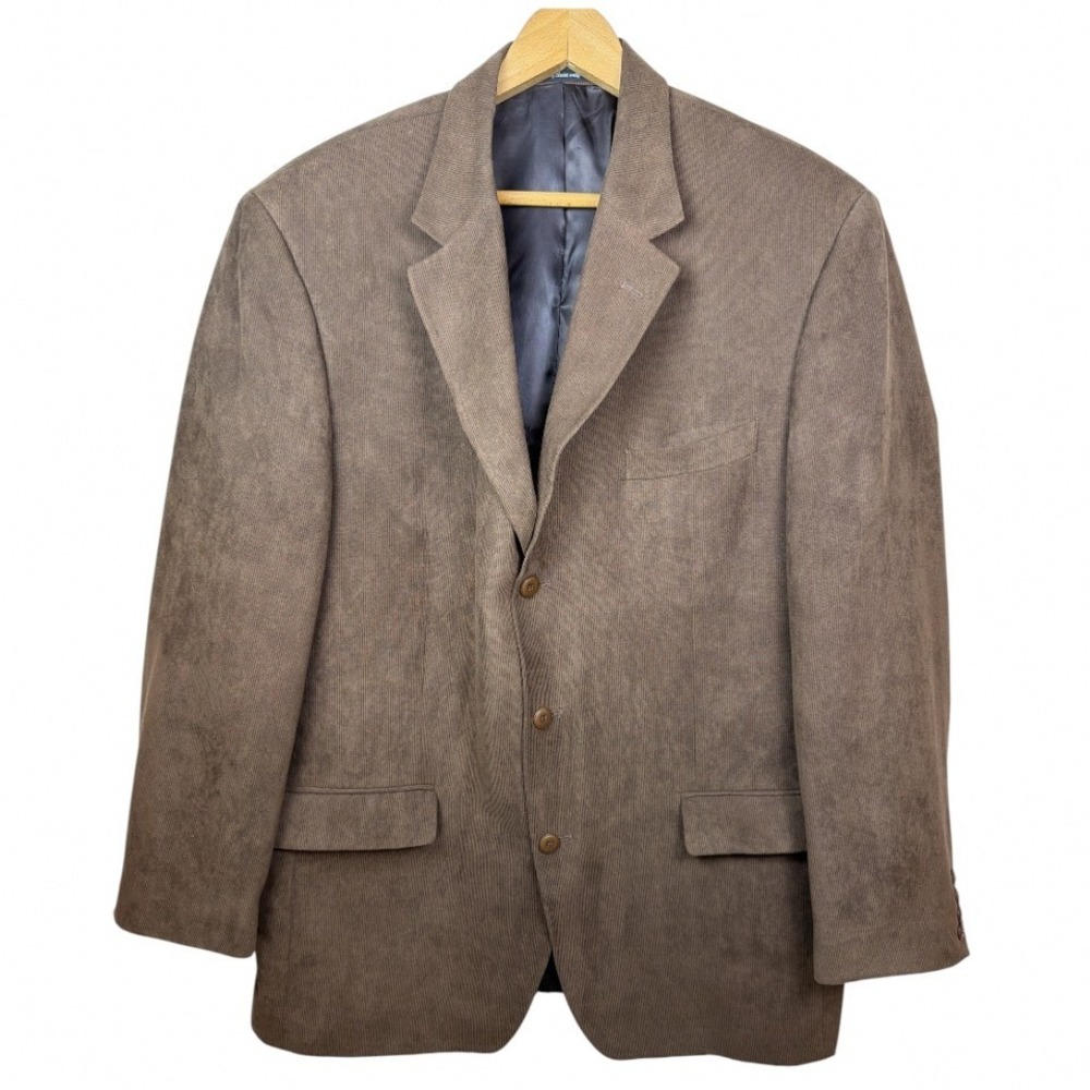 Andrew Fezza Sport Coat Mens 46L Brown Needlecord Blazer 3 Button Classic
